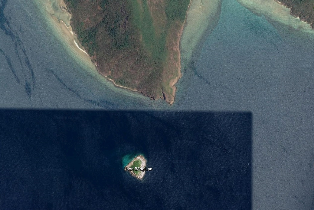 Vị trí của hòn Bông Lan trên bản đồ vệ tinh
