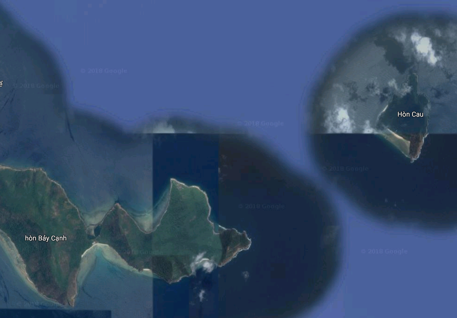 Vị trí của đảo Hòn Cau trên bản đồ vệ tinh