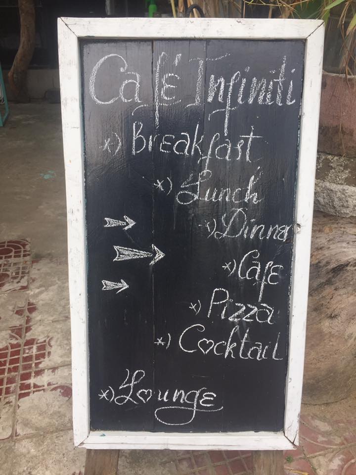 Menu ở Infinitive Cafe